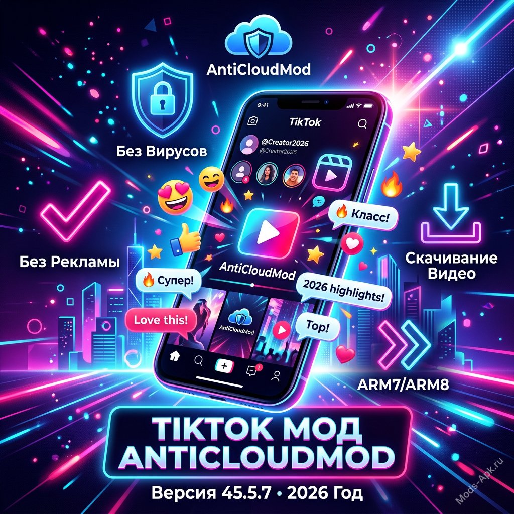 Тик-Ток МОД AntiCloudMod 45.5.7: загрузка без рекламы и ограничений (2026)